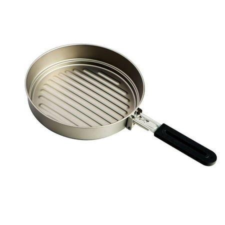Titanium Non-Stick Frying Pan with Folding Handle Non-Stick Coating Cooking Pot for Outdoor Camping Picnic Backpacking