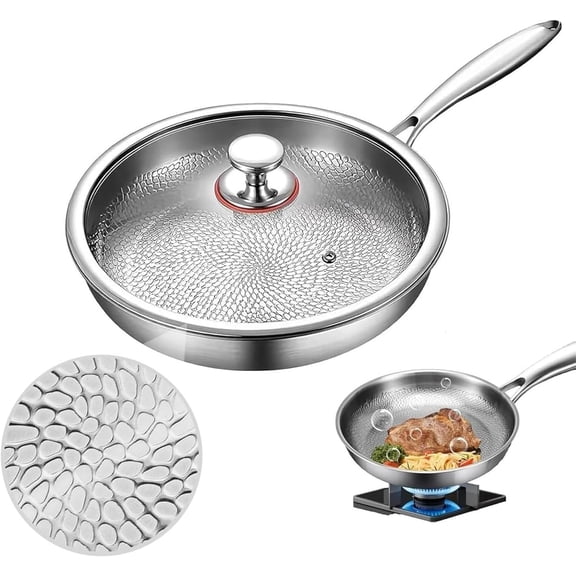Titanium Non-Stick Frying Pan with Lid plateful pan Healthy Cooking | Scratch-Resistant Cookware for All Cooktops Easy Cleanup(With lid,22cm)