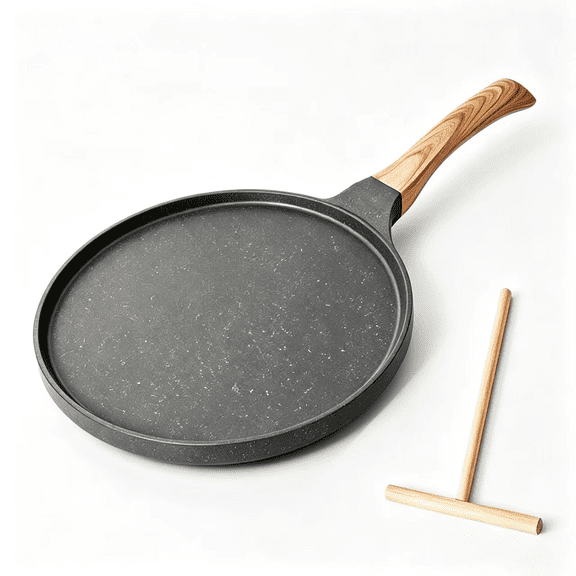 Titanium Nonstick 10 Inch Flat Skillet, Multipurpose Crepe Pan for Tortilla, Roti and Quesadilla, Compatible with Induction, Gas Stove & Oven