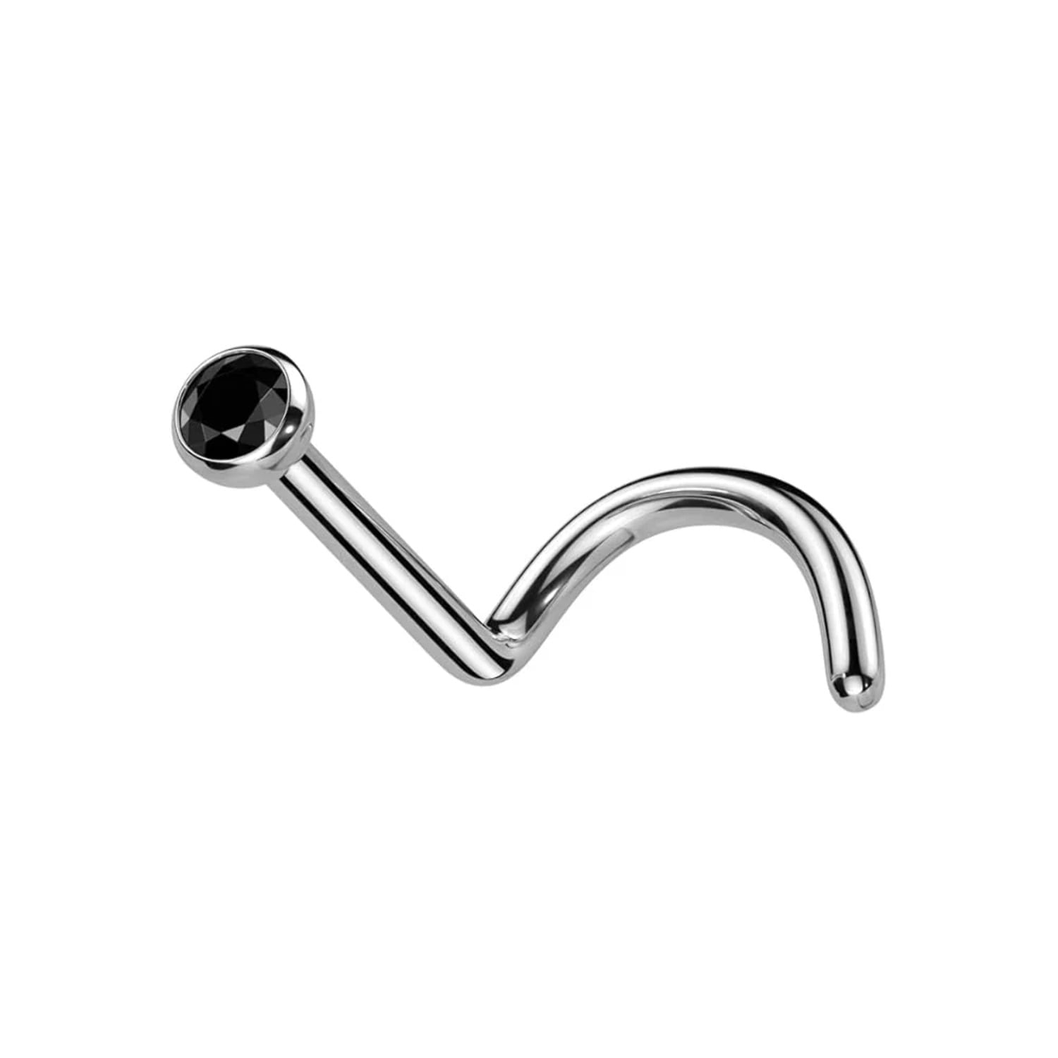 Titanium Nose Ring Screw Stud 18 Gauge 1/4" 6 MM 2 MM CZ Gem