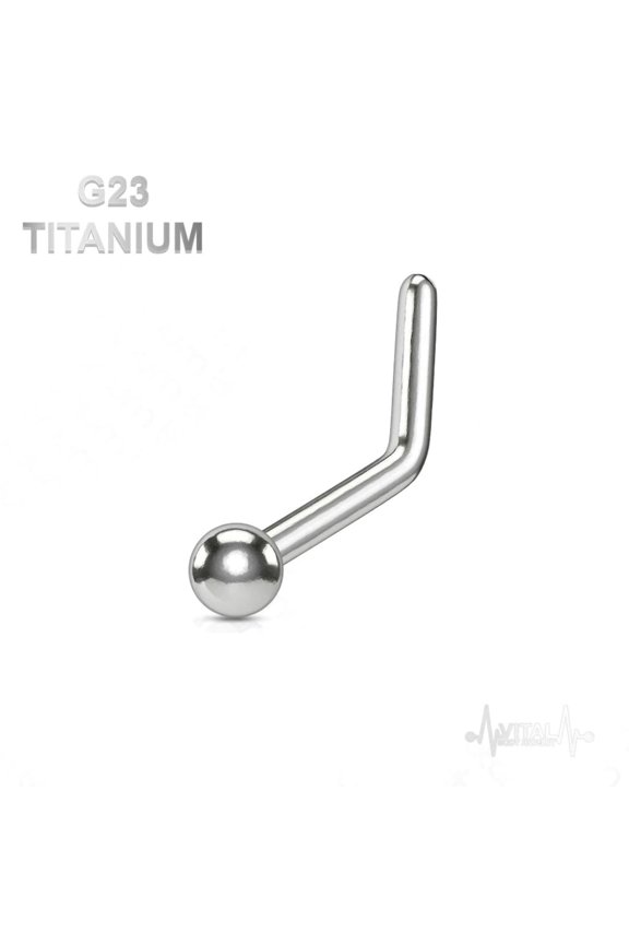 Titanium • Nose Ring Stud, 18G and 20G, L Shape Bend, With Ball, Dome Or Spike • Vital Body Jewelry