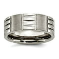 thumbnail image 1 of Titanium Polished and satin Notched 8mm Satin and Polished Band Ring Size 10 Ring for Women and Men, 1 of 2