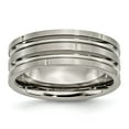 thumbnail image 1 of Titanium Notched & Grooved 8mm Polished/Satin Band Size: 10; for Adults and Teens; for Women and Men, 1 of 6