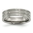 thumbnail image 1 of Titanium Notched and Grooved 6mm Satin Band Ring - Size 7.5, 1 of 2