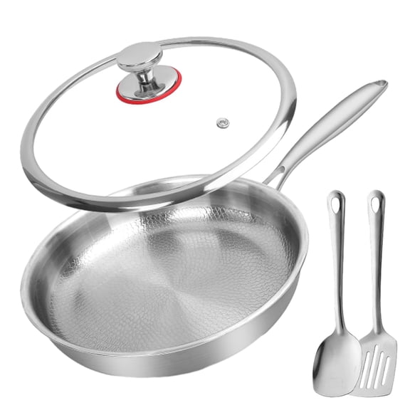 Titanium Pan, 100% Pure Titanium Hammered Frying Pans with Lid for Cooking Suitable for All Stovetops, Home Use Cookware | No Coating | Non-Stick