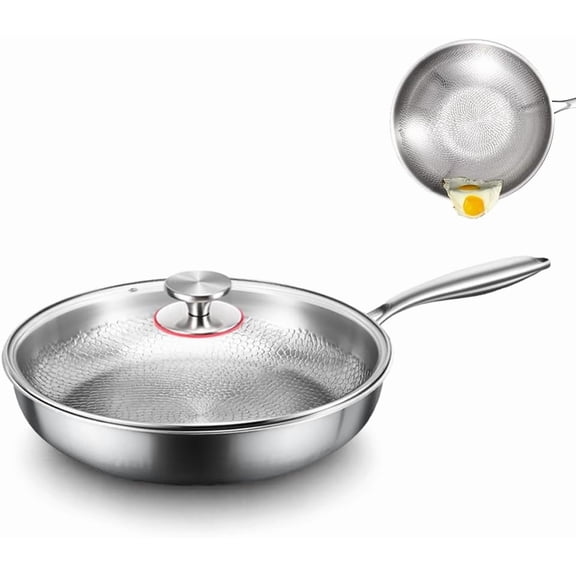 Titanium Pan, 2026 Upgraded Non-Stick Titanium Frying Pan with Lid, Scratch-Resistant Cookware for Fast and Even Heating, Compatible with All Cooktops (10 Inches)