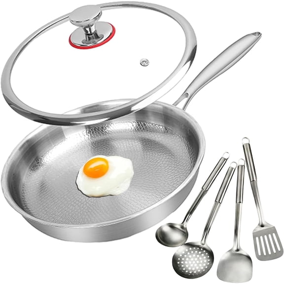Titanium Pan for Cooking - 12.6 in Pro Frying Pan with Lid, Upgrade Non-stick Pure Titanium Cookware, Scratch-Resistant, Even Heat, All Stovetops, Lifetime Use (With lid, 12.6 in)