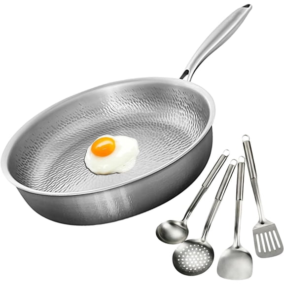 Titanium Pan for Cooking - 12.6 in Pro Frying Pan with Lid, Upgrade Non-stick Pure Titanium Cookware, Scratch-Resistant, Even Heat, All Stovetops, Lifetime Use (Without lid, 11 in)