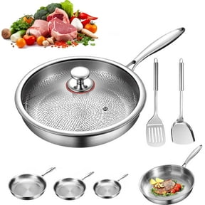 Titanium Pan With Lid, 100% Pure Titanium Hammered Pan Pro, 10/11/11.8inch Non Stick Frying Pans For Cooking, Scratch Resistant, Dishwasher and Oven Safe (11in-with Lid)