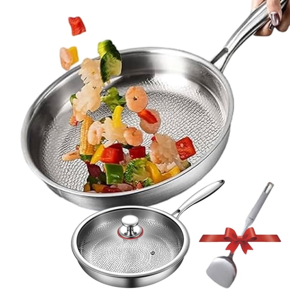 Titanium Pans for Cooking, 10"/11"/12" Ultra-Durable Titanium Pan with Lid, Non-Stick Titanium Pots and Pans Set for Cooking