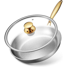 Titanium Pans for Cooking | 12 Inch Pure Titanium Skillet with Lid | Hammered Chef-Grade Design | Induction & Oven-Safe, Dishwasher Safe