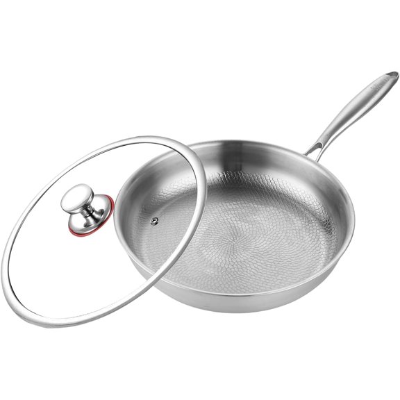 Titanium Pans for Cooking - Frying Pan | 26cm/10.24 inches Nonstick Skillet with Lid for Daily Use Camping Hotel Restaurant Kitchen Apartment