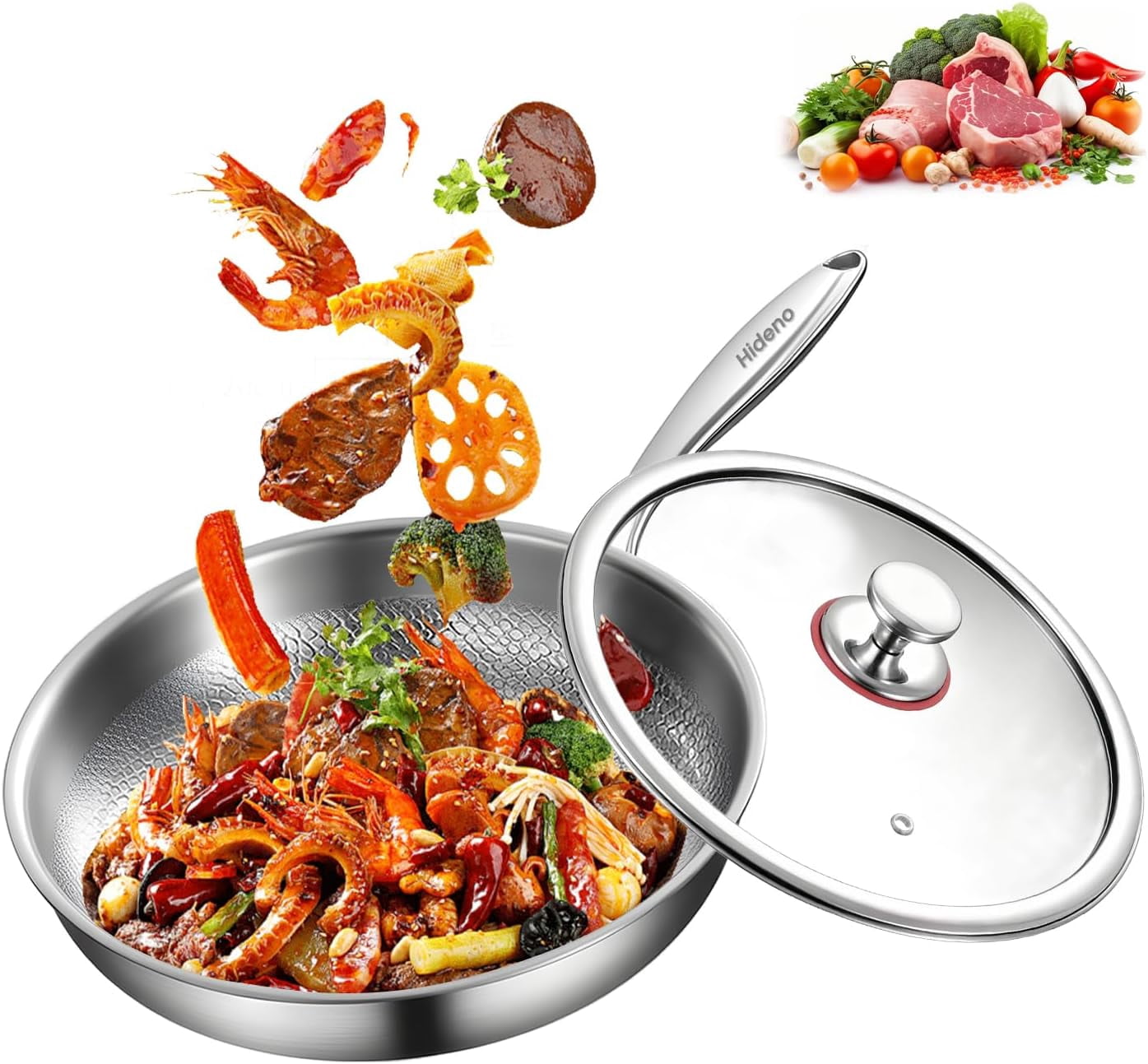 Titanium Pans for Cooking, Non Stick Frying Pan with Lid,  Dishwasher Safe Oven Safe Cookware for All Stovetops