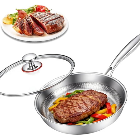 Titanium Pans for Cooking - Pure, No Coating Non-Stick Titanium Cookware, Frying Pans, Hammered Pan, Safe For Oven, Induction & Cooktops Up To 750°F