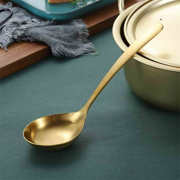 Titanium Plated 304 Stainless Large Spoon, Thickened Rice and Serving Utensil for Adults