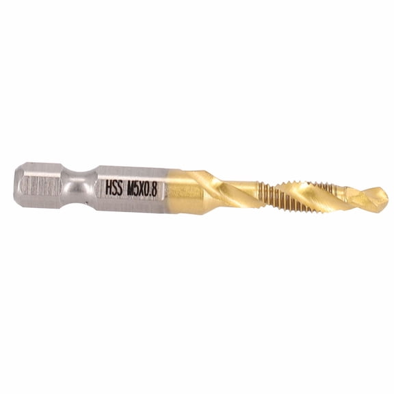 Titanium Plated Hex Shank Hss Screw Thread Metric Tap Drill Compound Tap M5