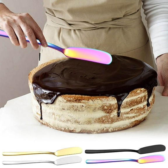 Titanium Plated Stainless Steel Cream Knife | Multifunctional Spatula & Scraper Tool | Ideal for Spreading Frosting, Cutting Cheese & Bread | Ergonomic Handle for Comfortable Baking & Kitchen Use