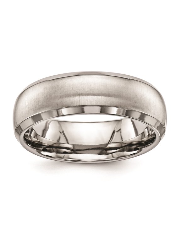 Titanium Pol & Satin 7mm Domed Ring