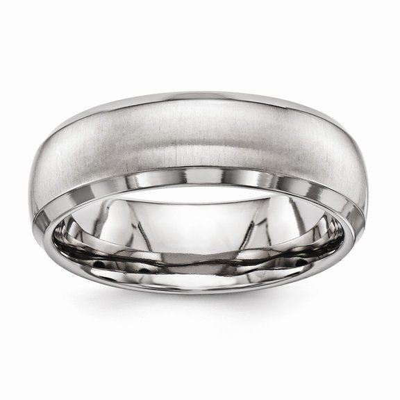 Titanium Pol & Satin 7mm Domed Ring
