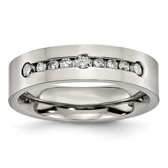 Titanium Polished 1/2 ct tw. Diamond 6mm Band Size: 11; for Adults and Teens; for Women and Men