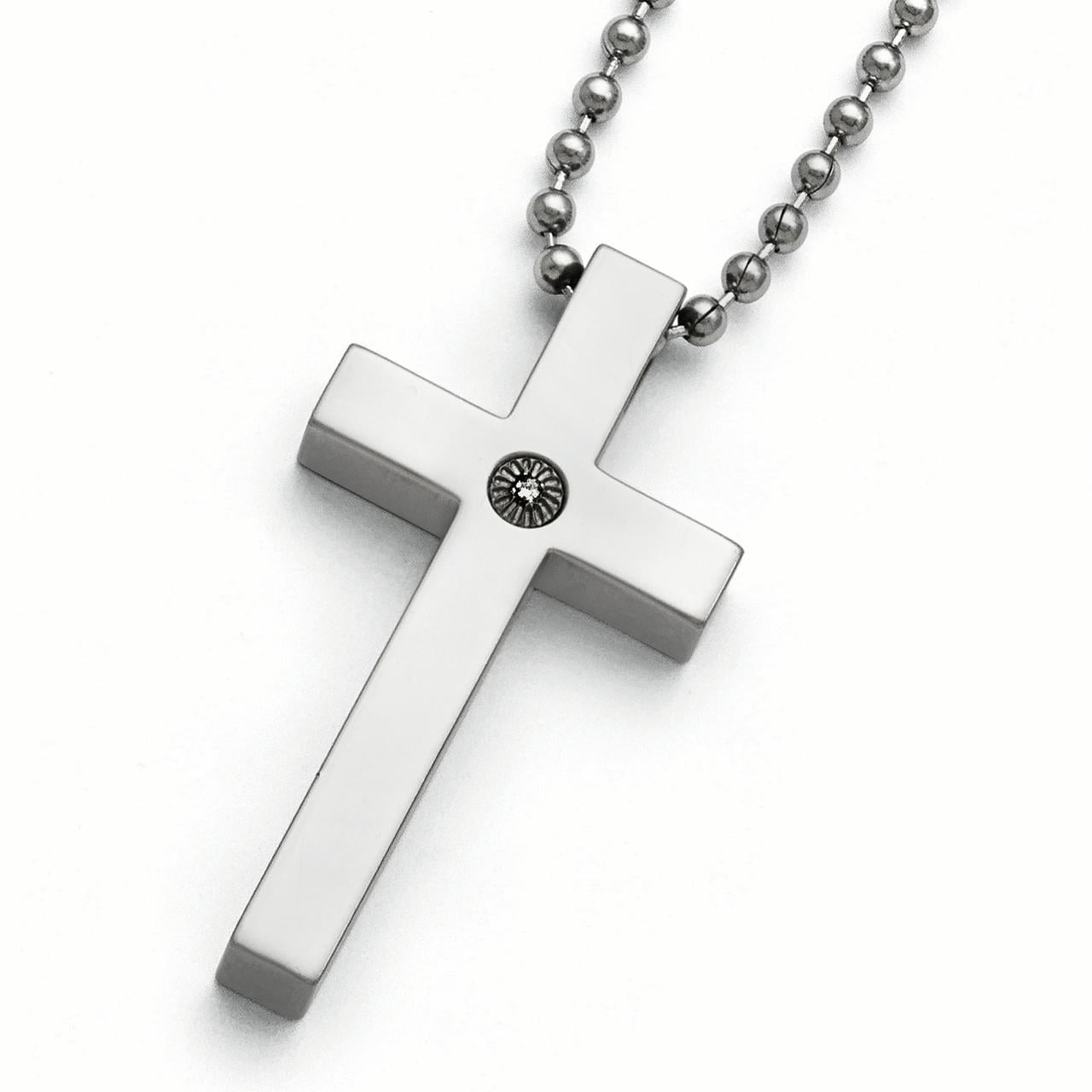 diamond titanium crucifix necklace