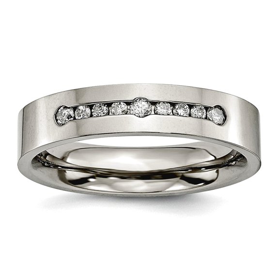 Titanium Polished 1/4ct Tw. Diamond 6mm Band Ring Size 8.5 Ring for Women and Men - .25 dwt