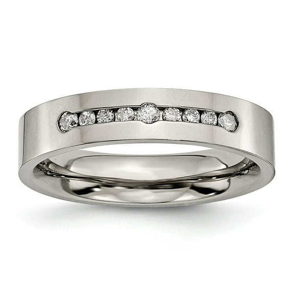 Titanium Polished 1/4ct tw. Diamond 6mm Band Size: 13; for Adults and Teens; for Women and Men
