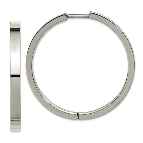 Titanium Polished 2.8mm Hinged Hoop Earrings 30x30mm Wide 2.8mm Thick Hoop Earring for Women