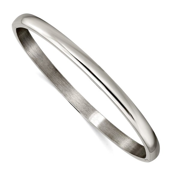 Titanium Polished 5mm Hinged Bangle Bracelet Cuff Bracelet for Women - 18.1 Grams