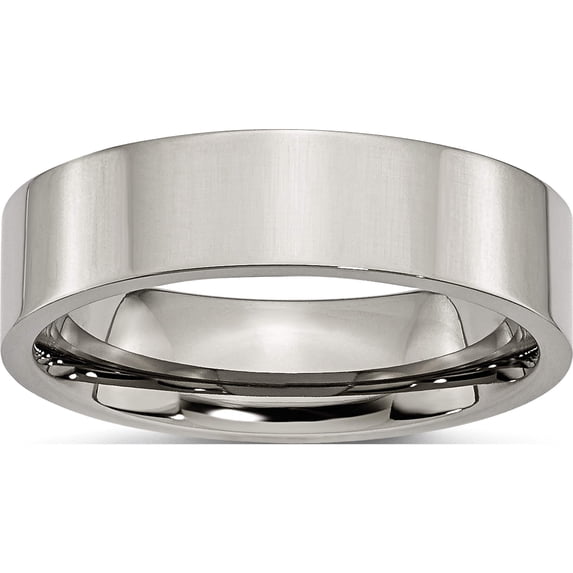 Titanium Polished 6mm Flat Band (Size 9) Made In China tb31-9