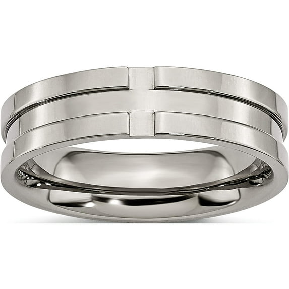 Titanium Polished 6mm Grooved Band (Size 10.5) Made In China tb165-10.5