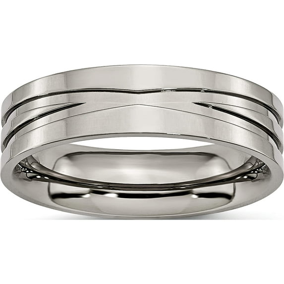 Titanium Polished 6mm Grooved Band (Size 7) Made In China tb170-7