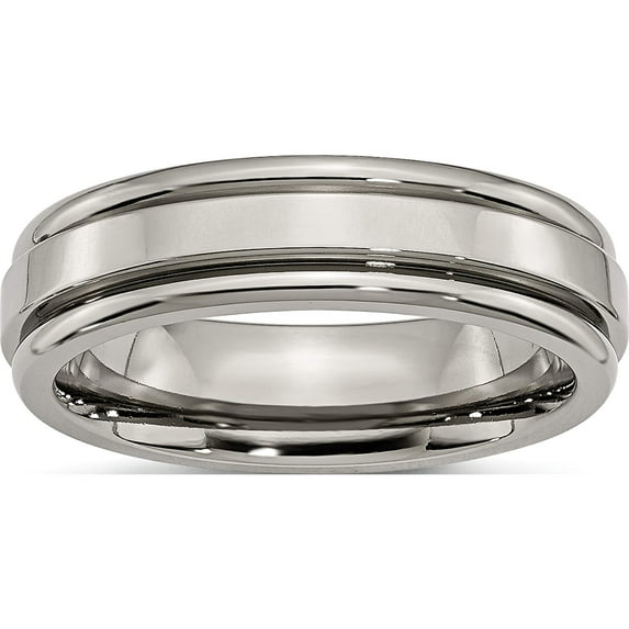 Titanium Polished 6mm Grooved Edge Band (Size 10) Made In China tb39-10