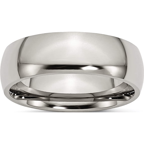 Titanium Polished 7mm Half Round Band (Size 8) Made In China tb22-8