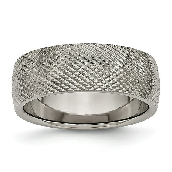 Titanium 8mm Textured Band Ring - Size 12