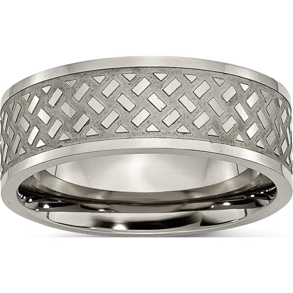 Titanium Polished 8mm Weave Design Band (Size 13.5) Made In China tb199-13.5
