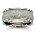 thumbnail image 1 of Titanium Polished 9mm Textured Rounded Edge Ring, 1 of 10