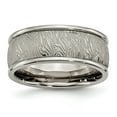 thumbnail image 1 of Titanium Polished 9mm Textured Rounded Edge Ring, 1 of 6
