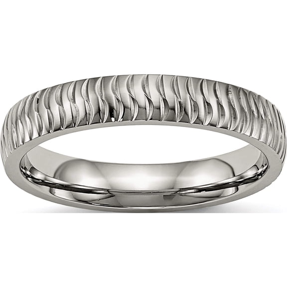 Jewelry by Sweet Pea Titanium Titanium Polished and Textured 4mm Band