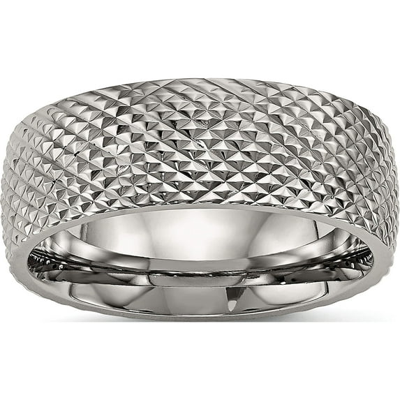 Titanium Polished And Textured 8mm Band (Size 7.5) Made In China tb450-7.5