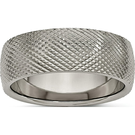 Titanium Polished And Textured 8mm Band (Size 7) Made In China tb339-7