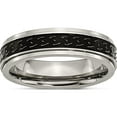 thumbnail image 1 of Titanium Polished Black Enamel Braid Design 6mm Ridged Edge Band (Size 12.5) Made In China tb193-12.5, 1 of 5