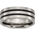 thumbnail image 1 of Titanium Polished Black Enamel Grooved 8mm Flat Band (Size 9) Made In China tb152-9, 1 of 5