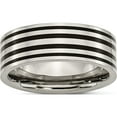 thumbnail image 1 of Titanium Polished Black Enamel Striped 8mm Flat Band (Size 9.5) Made In China tb194-9.5, 1 of 5