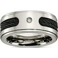thumbnail image 1 of Titanium Polished Black Ip-Plated Cables 1/20Ct Diamond 10mm Band (Size 11) Made In China tb259aa-11, 1 of 5