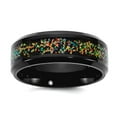thumbnail image 1 of Titanium Polished Black Ip Plated Multi-color Opal Inlay 8mm Band Size 10.5 Ring for Women and Men, 1 of 2