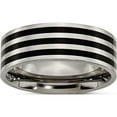thumbnail image 1 of Titanium Polished Black Ip-Plated Striped 8mm Band (Size 12) Made In China tb305-12, 1 of 5