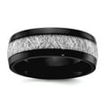 thumbnail image 1 of Titanium Polished Black Ip Plated With Imit. Meteorite Inlay 8mm Band Size 9 Ring for Women and Men, 1 of 2