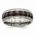 thumbnail image 1 of Titanium Polished Black/Red Carbon Fiber Inlay Ring Size: 7; for Adults and Teens; for Women and Men, 1 of 6