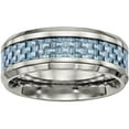 thumbnail image 1 of Titanium Polished Blue Carbon Fiber Inlay Ring, 1 of 8